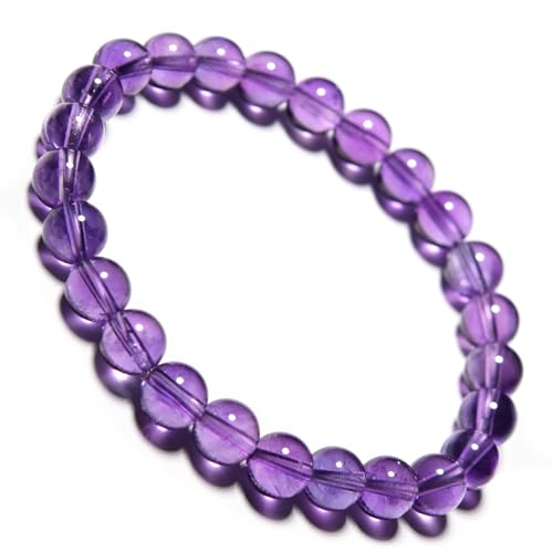 ILLUMINIA 5A Grade Natural Crystal Gemstone Bracelet | Healing Energy Charged Quartz Stone Bead | Handcrafted Stretch Bracelet for Women Men Teens - color: Uruguayan Amethyst, size: Small - 7mm bead