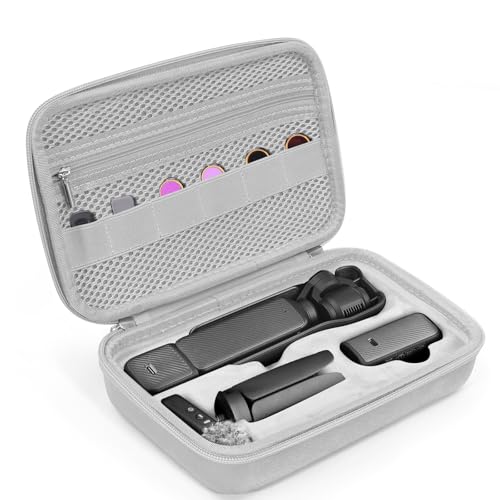 Case for DJI OSMO Pocket 3 Camcorder Combo, Hard Storage EVA Bag with 1 Adjustable Strap & 2 Screen Protector & 1 Mini Tripod for Pocket 3,Portable Waterproof Carry Case Accessory for Travel,Grey - color: Grey