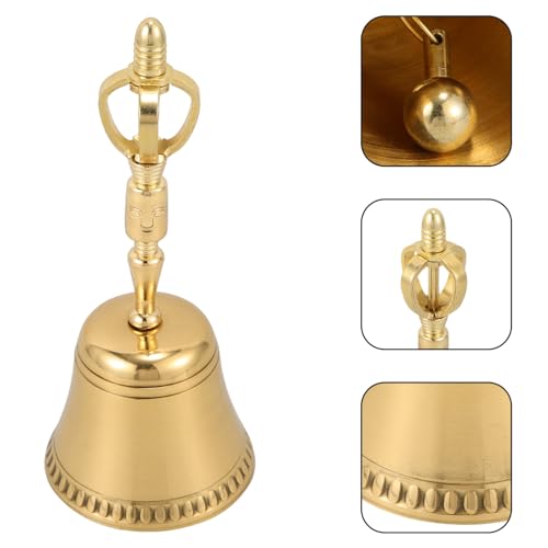 Vaguelly Portable Buddha Prayer Bell Traditional Four-point Hand Bell for Home Meditation Soothing Sound for Relief and Aesthetic Decor