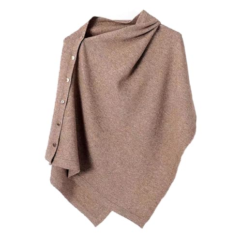 Women's Versatile Knitted Shawls Scarf Poncho Sweater Capes with Buttons Lightweight Spring Summer Fall Winter Wraps - color: Oatmeal