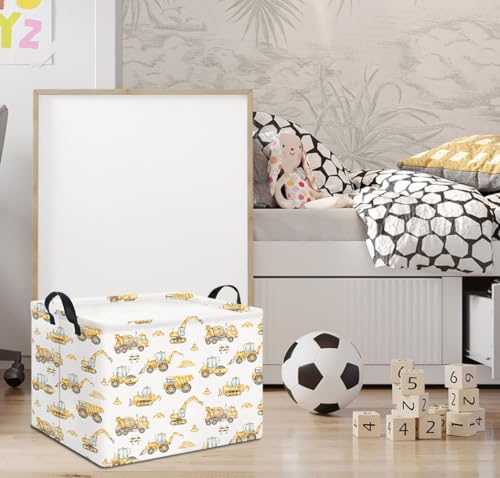 Rectangle Storage Basket with Handles,Collapsible Storage Bin,Books Box,Gift Basket(Engineering Vehicle) - color: Engineering Vehicle