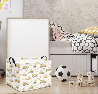 Rectangle Storage Basket with Handles,Collapsible Storage Bin,Books Box,Gift Basket(Engineering Vehicle) - color: Engineering Vehicle