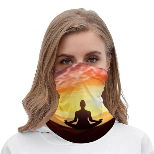Yoga Meditation Balaclava UV Protection Cooling Neck Gaiter Bandana Breathable Face Cover Scarf for Men Women White