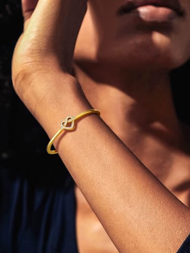 U7 Unisex Simple Cuff Bracelet 18K Real Gold Platinum Plated Fine Bracelets Fashion Jewelry Open Bangle Cuff Bracelets, Twisted or Heart Style - color: E.CZ Knot Bracelet-Gold