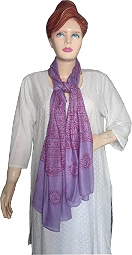 KVR Hindu Pooja Religious Cotton Indian prayer scarf with OM Krishna Ganesha Shiva Nataraja yoga spiritual auspicious prints - color: Purple - Natraja-2