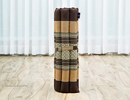 Leewadee Meditation Cushion Set – 1 Small Zafu Yoga Pillow and 1 Small Roll-Up Zabuton Mat Filled with Kapok - color: Sf10 - Brown