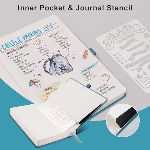 EMSHOI 2 Packs A5 Blank Notebook Journal - 320 Pages, 100gsm Thick Paper, Hardcover Leather, Art Sketchbook for Drawing, Unlined
