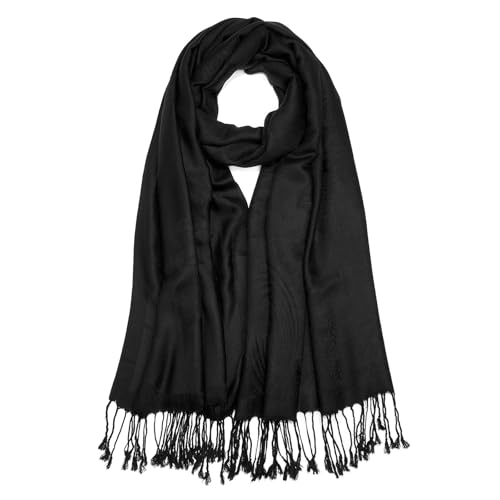 QIUTIMIY Paisley Pashmina Shawls and Wraps for Women Reversible Jacquard Festival Rave Pashmina Scarves with Fringe Vintage - color: Flower13-black