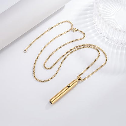 Breathing Easy Necklace, Mindfulness Breathing Stainless Steel Pendant for Stress Relief, Anxiety Management & Smoking Cessation Aid, Intricate Engraving for Men Women - color: Gold