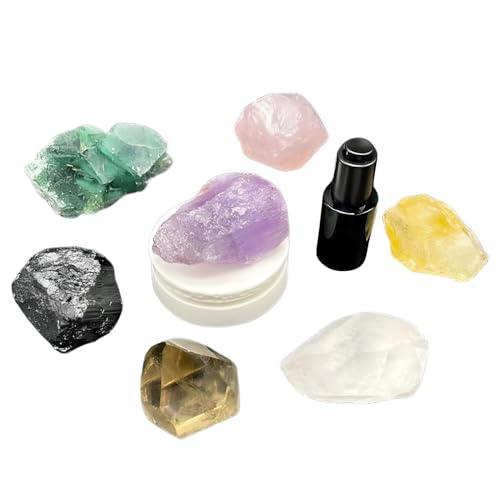 Van Dang Crystal Stone Meditation Set 7-Crystals Limited Edition | Diffuser Oil Aromatherapy | Luxury Spiritual Home Decor Gift Amethyst, Citrine, Flourite, Tourmaline, Smoky, Clear, & Rose Quartz - color: Multipack