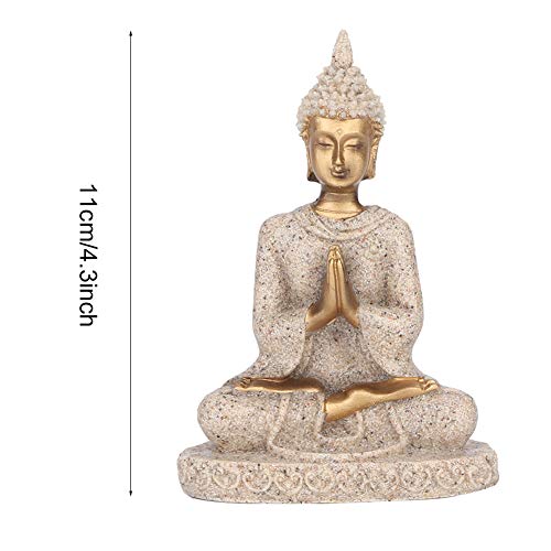 Art Buddha Statue, Meditating Seated Buddha Statue Carving Figurine Craft for Home Garden Patio Deck Porch Yard Art Decoration Ornament (A)