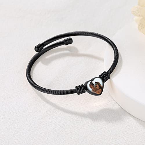 U7 Unisex Simple Cuff Bracelet 18K Real Gold Platinum Plated Fine Bracelets Fashion Jewelry Open Bangle Cuff Bracelets, Twisted or Heart Style - color: K.Heart photo-black