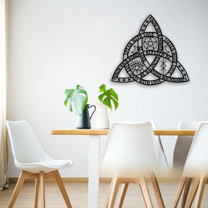 Celtic Rope Knot Metal Wall Decor - Infinity Symbol Triquetra Knot Room Decor Wall Art Home Decor for Living Room, Bedroom, Dining Room, Office (Black)