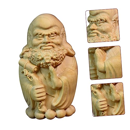 Bodhidharma Hand-Carved Wooden Statue Ornament Yellow Birch Material Zen Decor for Home Office Unique Desktop Figure for Meditation Spaces