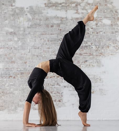 B BANGKOK PANTS Harem Pants Women Yoga Boho Clothes with Pockets - color: Black Classic, size: One Size