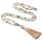 INBLUE 108 Mala Prayer Beads Wrap Necklace with Long Tassel Boho Necklace for Women Amazonite Bead Bracelet with Spiritual Tree of Life Pendant 108 Beads Necklace for Meditation - color: Natural Amazonite