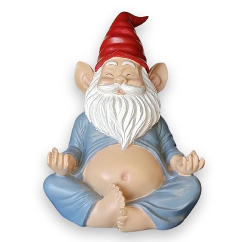 Meditating Yoga Gnome Statue - 7.5'' Handcrafted Garden & Indoor Decor, Meditation Zen Sculpture with Lotus Pose, Weatherproof Outdoor Ornament & Home Decoration, Unique Gift for Women/Men