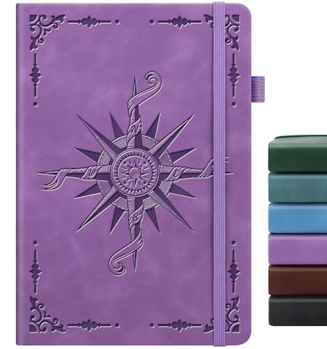 Lined Journal Notebook, A5 200 Pages Leather Journals For Writing Women & Men Travel,business,work & School,college Ruled Notebooks Hardcover Journaling Notebooks Daily Diary, 5.7'' X 8.3''-Purple - color: 200 Pgs-Purple, style: A-Lined