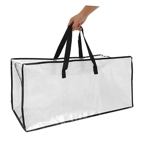 BESTYASH Multi-functional Storage Bag for Clothes Comforters and Blankets Heavy-duty Portable Moving Bag with Zipper and Strong Handles Capacity Semi-transparent Design