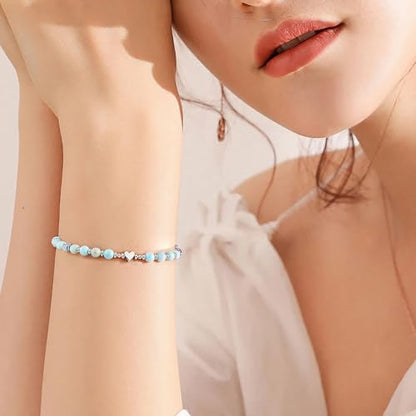 Birthday Bracelet: 6mm Natural Stone Healing Bracelet Inspirational Self-Care Gifts for Women, Mom, Daughter, Wife, Coworkers, Friend, Bestie, Granddaughter - color: Colorful