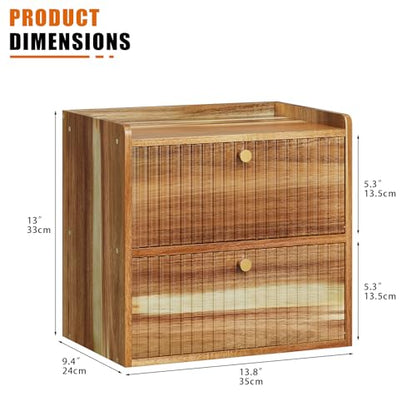 Trironsun Acacia Bread Box for Kitchen Countertop Wood Bread Storage Container Bin Double Layer BreadBox Farmhouse Large Capacity Food Organizer (Acacia Wood) - color: Acacia Wood
