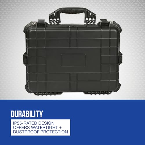 Strongway 20in. Plastic Waterproof Storage Case With Foam, Ammo Box, Fit Use of Drones,Camera,Equipments,Pistols, (Black) - color: Black