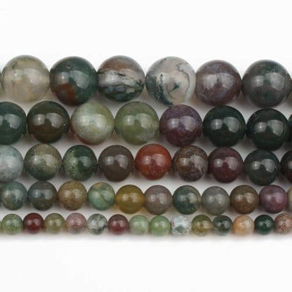 About 45pcs 8mm Natural Stone Beads Indian Agate Beads Energy Crystal Healing Power Gemstone for Jewelry Making, DIY Bracelet Necklace - color: Indian Agate, size: 8mm