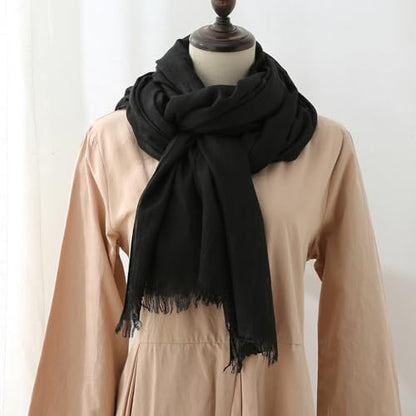 Harewom Lightweight Gauze Linen Feeling Shawl Wraps for Women Beach Summer Scarf for Evening Wedding Dresses - color: Shawl Wraps - Black