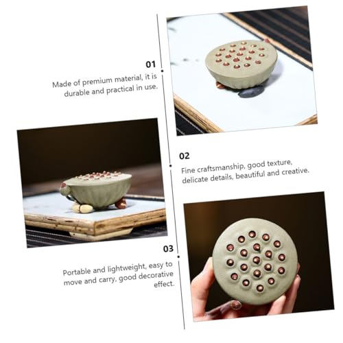 STOBAZA 1pc Lotus Seedpod Decorative Tablepiece for Home Unique Antique-Style Sculpture for Living Room Bedroom Fine Craftsmanship Green Zisha Clay