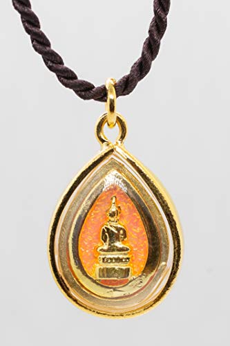 Artschatz Weekday Birthday Buddha Golden Colorful Thai Pendant, Amulet, Necklace, Charm, Sunday, Monday, Tuesday, Wednesday, Thursday, Friday, Saturday - style: Thursday - Phra Samathi “Meditation”