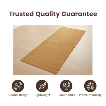 LFH Home Handmade Cotton Yoga Mat Cotton Rug picnic mat For Exercise, Workout, Fitness - Perfect Heavy Quality Eco Friendly Natural Cotton Woven Reversible Yoga Mats for Men & Women - 72x26 Inch. - color: Marigold