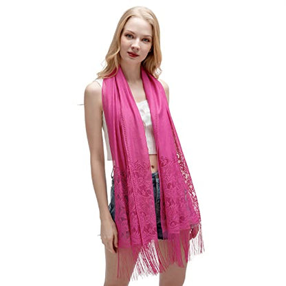 RIIQIICHY Shawls and Wraps for Evening Dresses Scarfs for Women Pashmina Wedding Formal Shawl - color: Rose Red