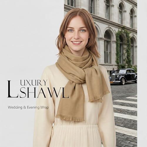 Shawl Wraps for Women Pashmina Shawls and Wraps for Evening Dresses Large Soft Scarf Winter Scarf Wedding Shawl… - color: Camel