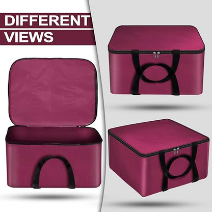 Storite 2 Pack Small Non-Woven Fabric Clothes Storage Bags | Foldable Wardrobe Organizer with Zipper & Handle | Underbed Cloth Storage Box for Sarees, Blankets & Toys (Non-Woven, 41_35_23.5 cm)