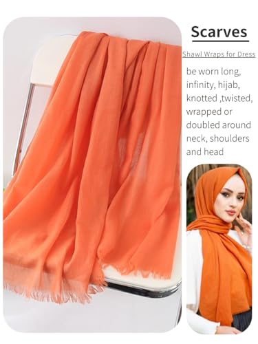 Harewom Lightweight Gauze Linen Feeling Shawl Wraps for Women Beach Summer Scarf for Evening Wedding Dresses - color: Shawl Wraps - Orange