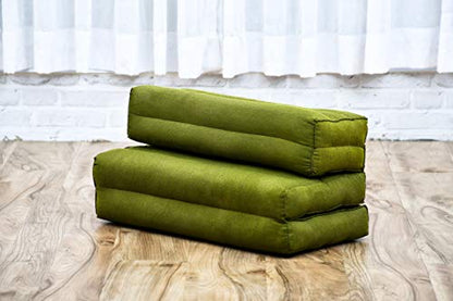 Leewadee Foldable Floor Mattress – 2 in 1 Floor Meditation Mat for Yoga and Relaxation, Seating Futon with Kapok - color: Cl23 - Green