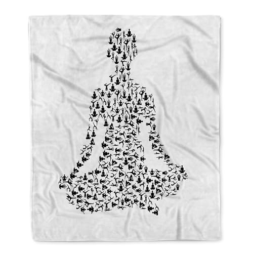 3dRose Yoga Person Meditating Abstract Design Illustration Art Graphic Silktouch Minky Blanket