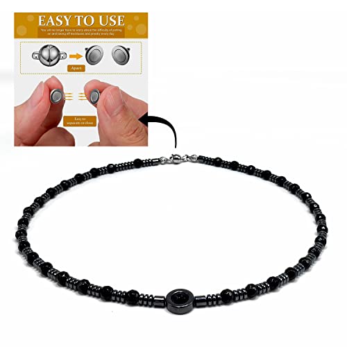 Healing Stress Anxiety Meditation Grounding Energy Gemstone Necklace Series - color: Healing Gemstone Necklace Series-Natural Black Agate -6mm 18 inch- Stone