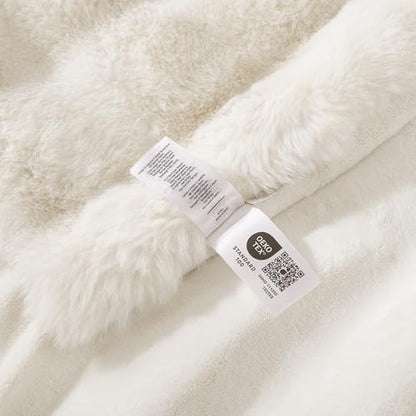 Amélie Home Faux Fur Throw Blanket, Ultra Soft Fuzzy Plush Bubble Blanket for Couch, Bed & Living Room, 60"x80", Cream White - color: Cream White, size: 60" x 80"