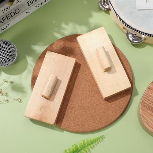 Totority Wooden Sand Blocks 2-Pack Wooden Percussion Instrument with Sandpaper Surface for Rhythm Creation, Kids Musical Toy for Educational Play, Band Practice, and Kindergarten Music Time