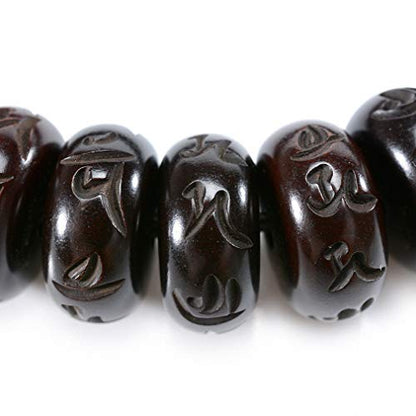 Tibetan Buddhist Mala Buddha Bracelet Natural Wood Bead Bracelet Om Meditation Yoga Prayer Bracelets - color: 15mm, size: 15mm