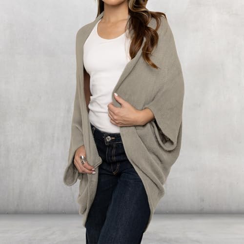 Cocoon Knit Shawl Scarf for Women, Soft Pashmina Poncho Wrap, Stylish Shawl and Scarf - color: Light Green