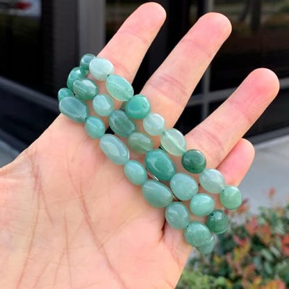 Adabele 1pc Natural Stretch Gemstone Bracelet 7mm-10mm Free Form Bead 7 Inch 7.5 Inch Healing Crystal Engergy Quartz Chakra Jewelry Women Birthday Gift - color: Green Aventurine, size: 7 Inch (bead size 7-10mm)
