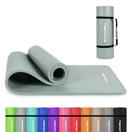 MSPORTS Yoga Mat Premium Non Slip Thick – Extra Comfortable Exercise Mat for Home Workouts, Pilates, Stretching & Gym – Cushioned NBR Foam, Gym Mat with Strap, for Women & Men - color: Mint, size: 74.5 x 32 x 0.6 in