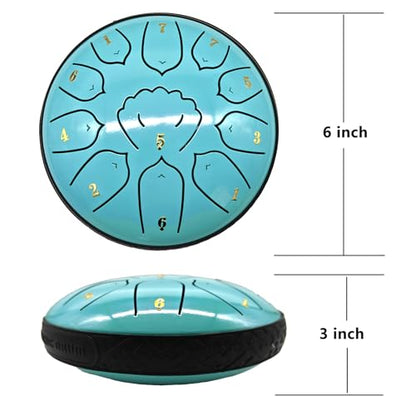 Rain Drum for Outside Garden, MIUYA 6 Inch 11 Notes Steel Tongue Drum for Adults, Beginner Percussion Instrument for Meditation Yoga, Macaron Mint - color: Macaron Mint