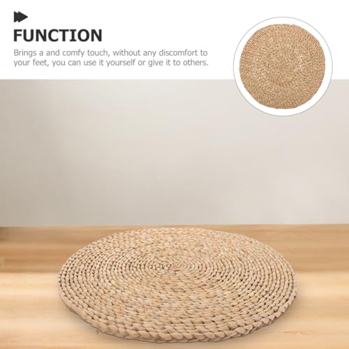 ERINGOGO Woven Yoga Meditation Pad Floor Cushion 20x20cm Dark Straw Root Braided Sitting Mat for Home Meditation and Zen Practice