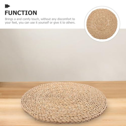 ERINGOGO Woven Yoga Meditation Pad Floor Cushion 20x20cm Dark Straw Root Braided Sitting Mat for Home Meditation and Zen Practice