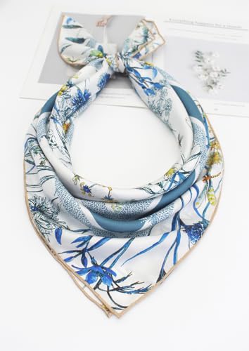 100% Pure Mulberry Silk Scarf 35" Large Square Lightweight Headscarf –Women’s Hair Wraps-With Gift Packed