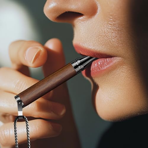 LAMKHOO Breathing Necklace to Quit Smoking and Vaping with Refillable Mint Pods Stop Smoking Aids Fidget Necklace for Anxiety Relief Smokeless Inhaler for Adults (Rosewood) - color: Rosewood
