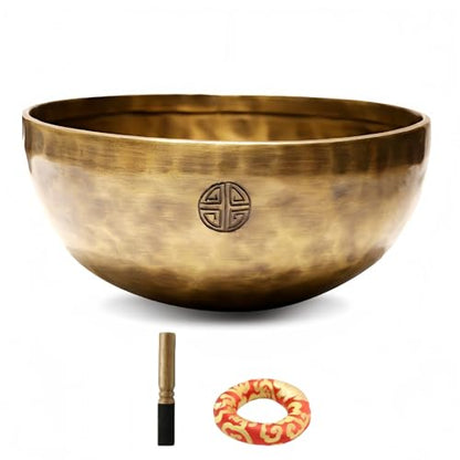 Fay Bless Handmade Tibetan Singing Bowl Set - Full Moon Nepalese Meditation Sound Bowl for Yoga, Chakra Healing, Sound Therapy, Stress Relief, Mindfulness and Home Decor (12CM) - size: 12CM